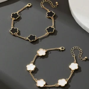 Wholesale Jewelry Flower Alloy Acrylic Electroplating Golden Plated Bracelets